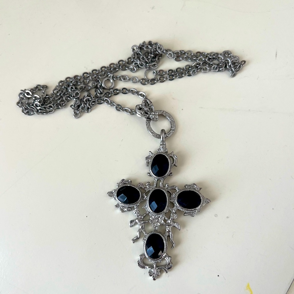 Black and Silver Cross necklace